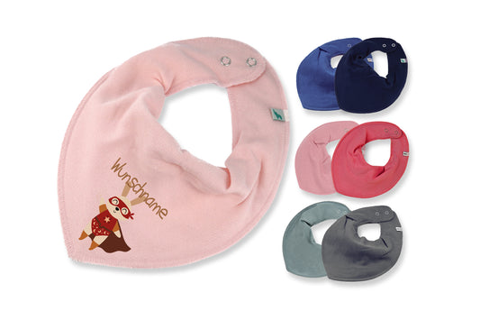 Personalisiertes HALSTUCH für Baby oder Kind aus Baumwolle in Einheitsgröße mit Motiv Superheld Hase und Wunschname bedruckt