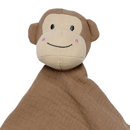 Schnuffeltuch aus Musselin mit Namen bestick Affe braun * Schmusetuch aus Baumwolle * Kuscheltuch für Babys