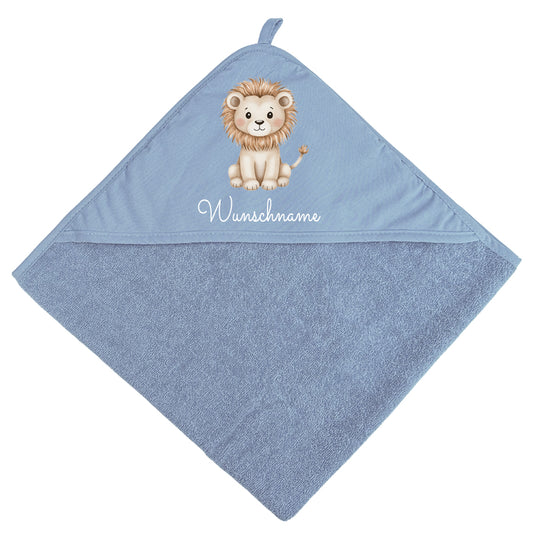 Baby Kapuzenhandtuch personalisiert mit Motiv Dschungel und Name 75 x 75 cm Baumwolle Frottee Saugfähig