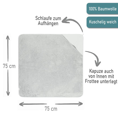 Baby Kapuzenhandtuch personalisiert mit Name 75 x 75 cm Baumwolle Frottee Saugfähig