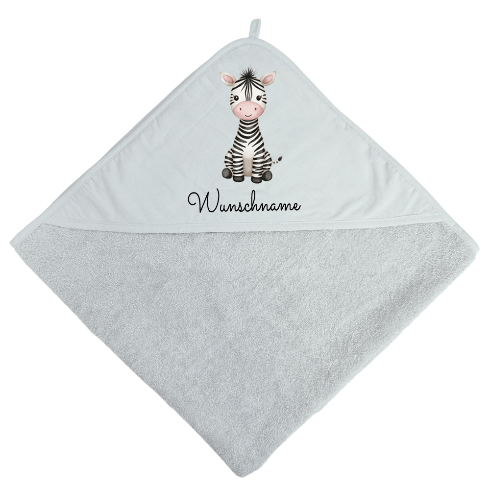 Baby Kapuzenhandtuch personalisiert mit Motiv Dschungel und Name 75 x 75 cm Baumwolle Frottee Saugfähig
