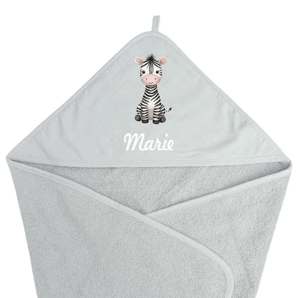 Baby Kapuzenhandtuch personalisiert mit Motiv Dschungel und Name 75 x 75 cm Baumwolle Frottee Saugfähig