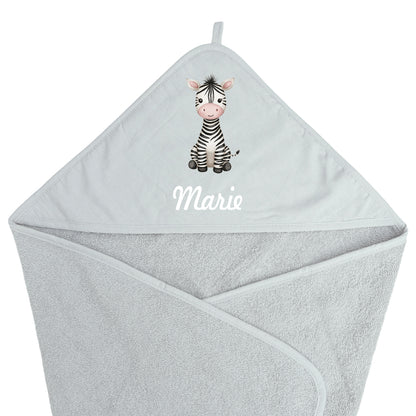 Baby Kapuzenhandtuch personalisiert mit Motiv Dschungel und Name 75 x 75 cm Baumwolle Frottee Saugfähig