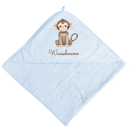 Baby Kapuzenhandtuch personalisiert mit Motiv Dschungel und Name 75 x 75 cm Baumwolle Frottee Saugfähig