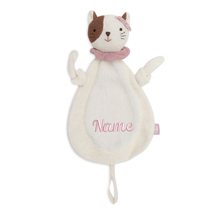 Schnuffeltuch mit Name Bestickt Kuscheltuch personalisiert Katze Geschenk zur Geburt