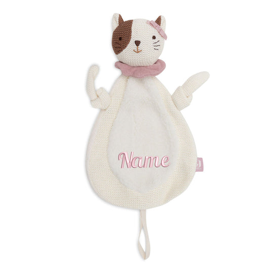 Schnuffeltuch mit Name Bestickt Kuscheltuch personalisiert Katze Geschenk zur Geburt