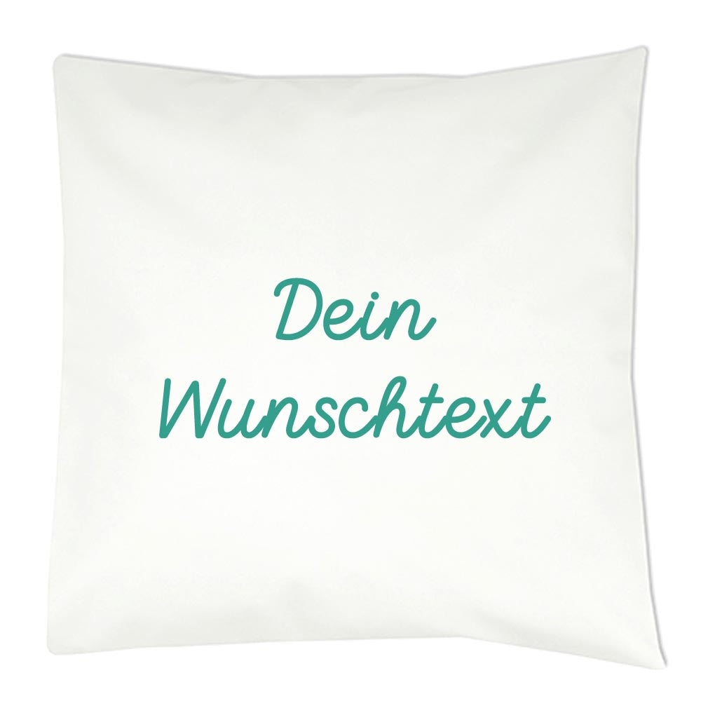 Kissen mit Wunschtext, Name oder Datum, personalisiertes Dekokissen 40x40 cm weiß