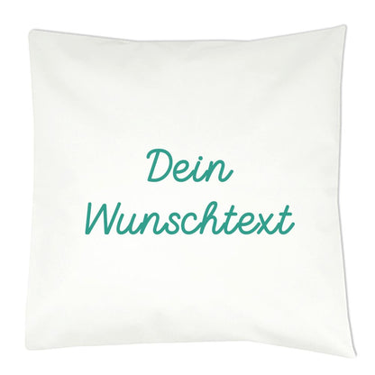 Kissen mit Wunschtext, Name oder Datum, personalisiertes Dekokissen 40x40 cm weiß