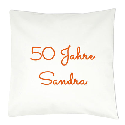 Kissen mit Wunschtext, Name oder Datum, personalisiertes Dekokissen 40x40 cm weiß