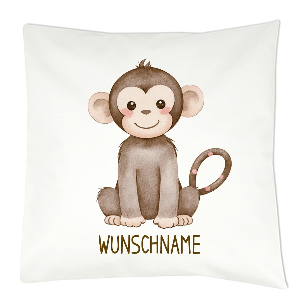 Personalisiertes Kissen mit Dschungeltier-Motiv und Wunschname Bedruckt, Geschenk zur Geburt, Dekokissen Kinderzimmer