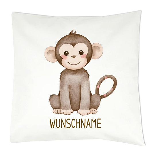 Personalisiertes Kissen mit Dschungeltier-Motiv und Wunschname Bedruckt, Geschenk zur Geburt, Dekokissen Kinderzimmer