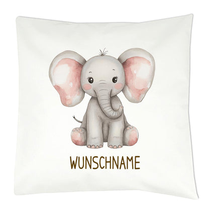 Personalisiertes Kissen mit Dschungeltier-Motiv und Wunschname Bedruckt, Geschenk zur Geburt, Dekokissen Kinderzimmer