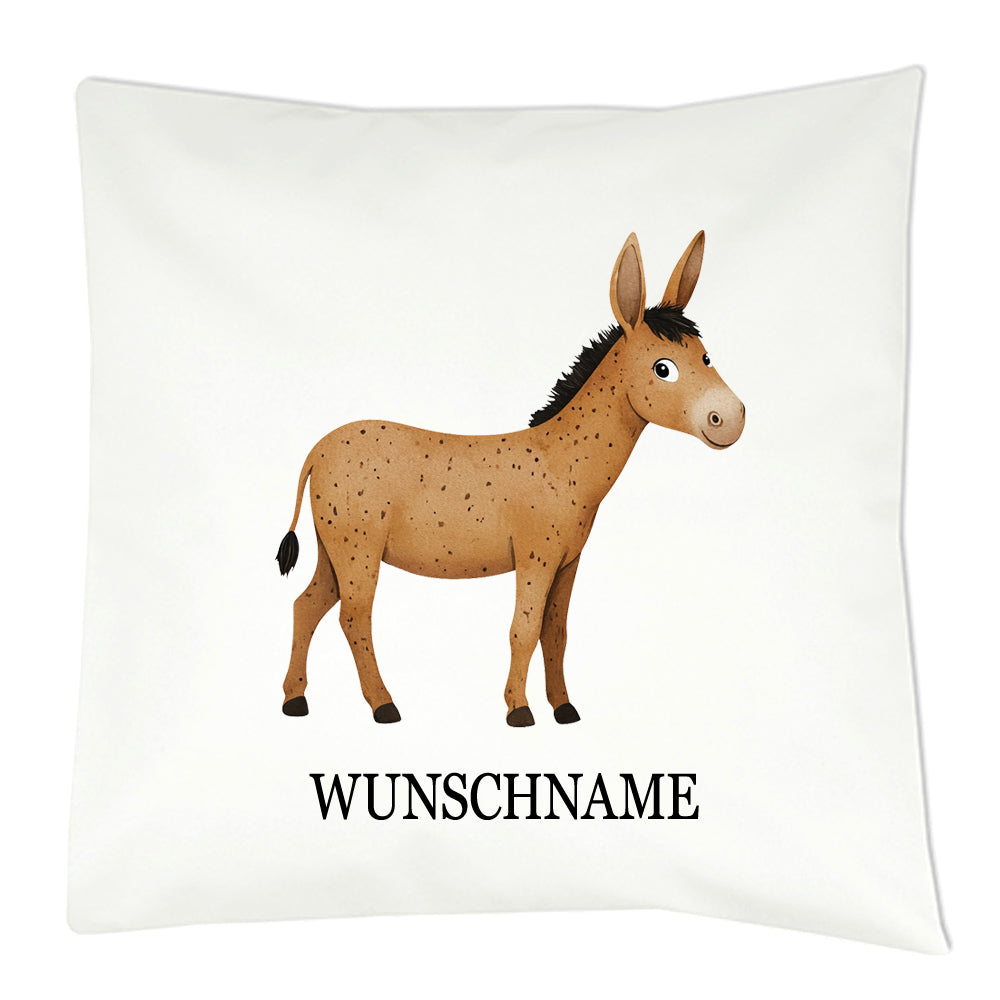 Personalisiertes Kissen mit Bauernhoftier-Motiv und Wunschname Bedruckt, Geschenk zur Geburt, Dekokissen Kinderzimmer