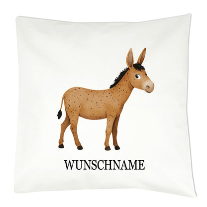 Personalisiertes Kissen mit Bauernhoftier-Motiv und Wunschname Bedruckt, Geschenk zur Geburt, Dekokissen Kinderzimmer