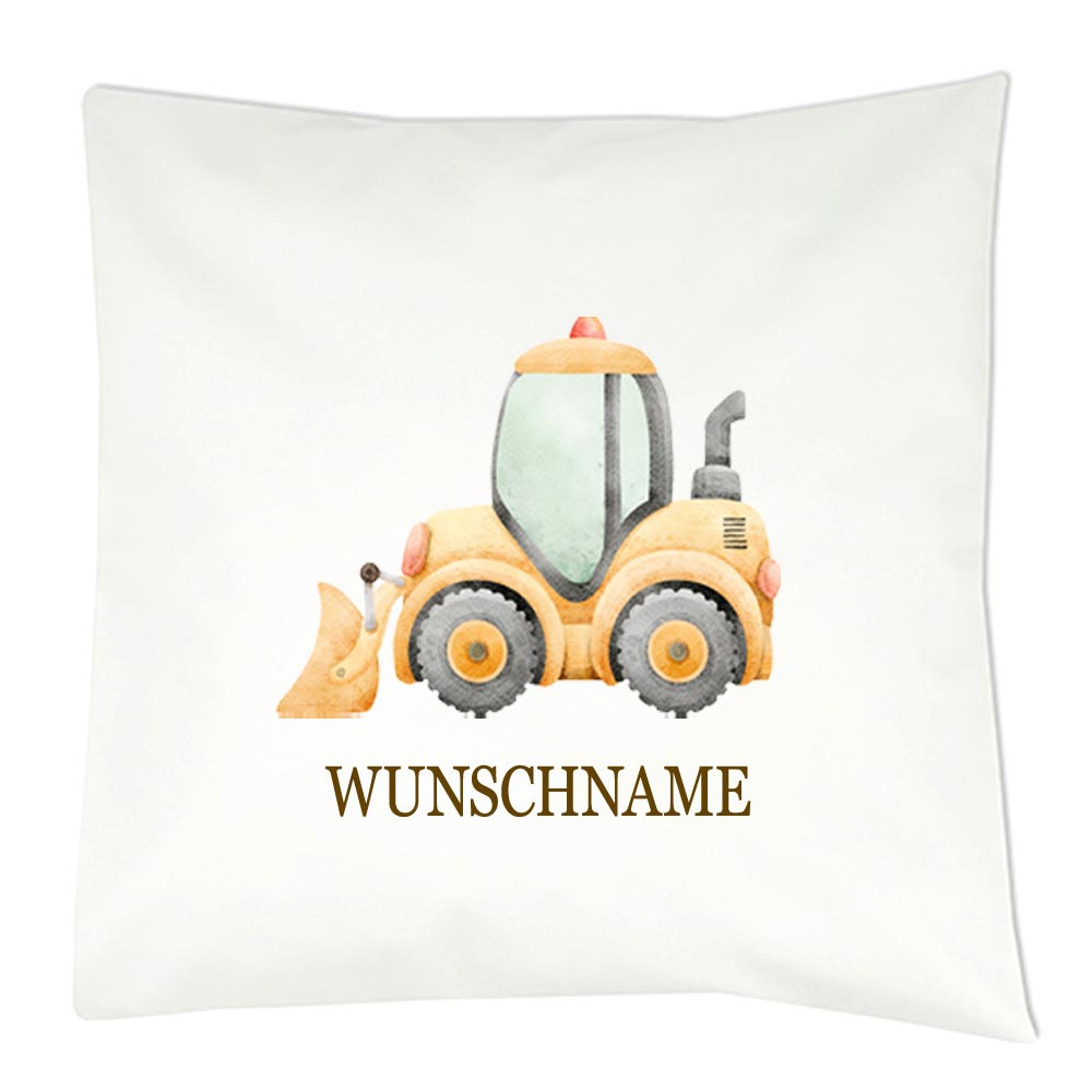 Personalisiertes Kissen mit Fahrzeug-Motiv und Wunschname Bedruckt, Geschenk zur Geburt, Dekokissen Kinderzimmer