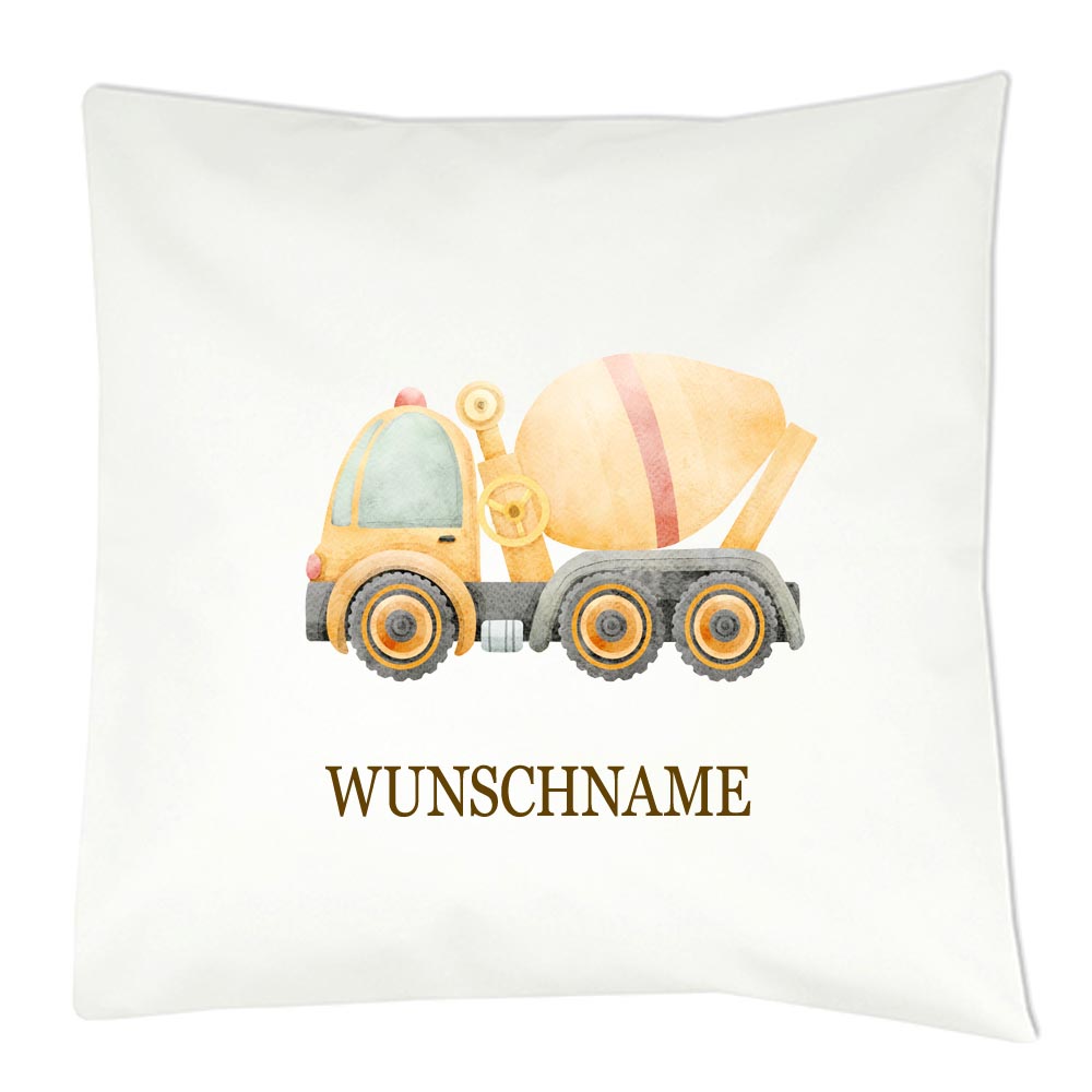 Personalisiertes Kissen mit Fahrzeug-Motiv und Wunschname Bedruckt, Geschenk zur Geburt, Dekokissen Kinderzimmer
