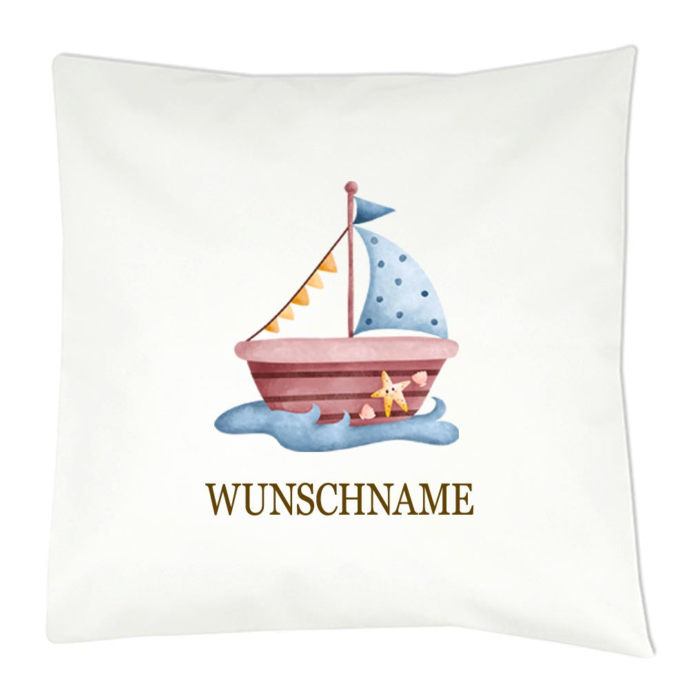 Personalisiertes Kissen mit Fahrzeug-Motiv und Wunschname Bedruckt, Geschenk zur Geburt, Dekokissen Kinderzimmer