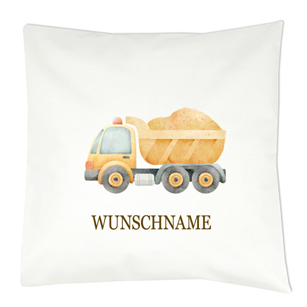 Personalisiertes Kissen mit Fahrzeug-Motiv und Wunschname Bedruckt, Geschenk zur Geburt, Dekokissen Kinderzimmer