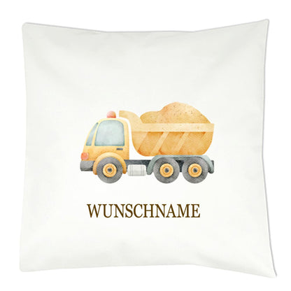 Personalisiertes Kissen mit Fahrzeug-Motiv und Wunschname Bedruckt, Geschenk zur Geburt, Dekokissen Kinderzimmer