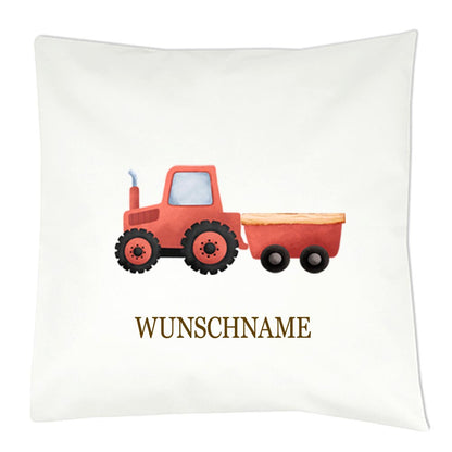 Personalisiertes Kissen mit Fahrzeug-Motiv und Wunschname Bedruckt, Geschenk zur Geburt, Dekokissen Kinderzimmer