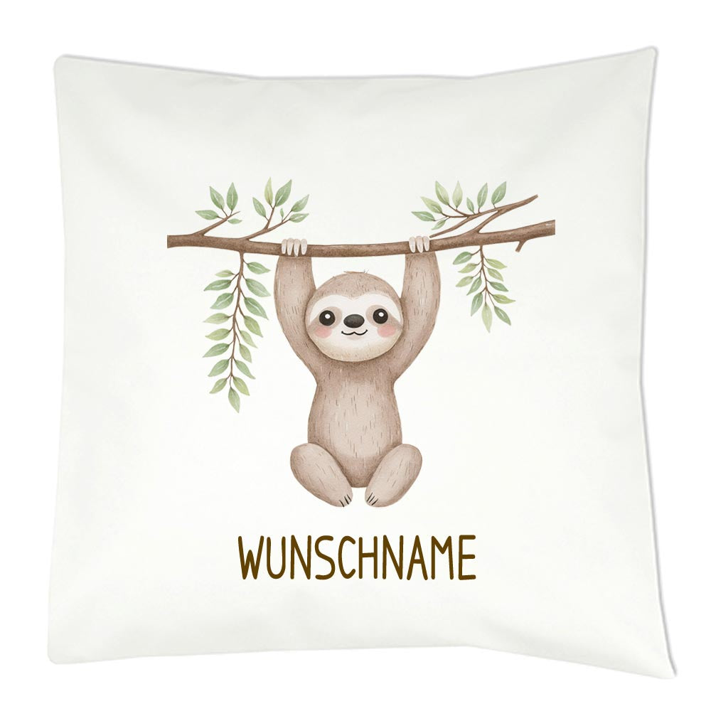 Personalisiertes Kissen mit Dschungeltier-Motiv und Wunschname Bedruckt, Geschenk zur Geburt, Dekokissen Kinderzimmer