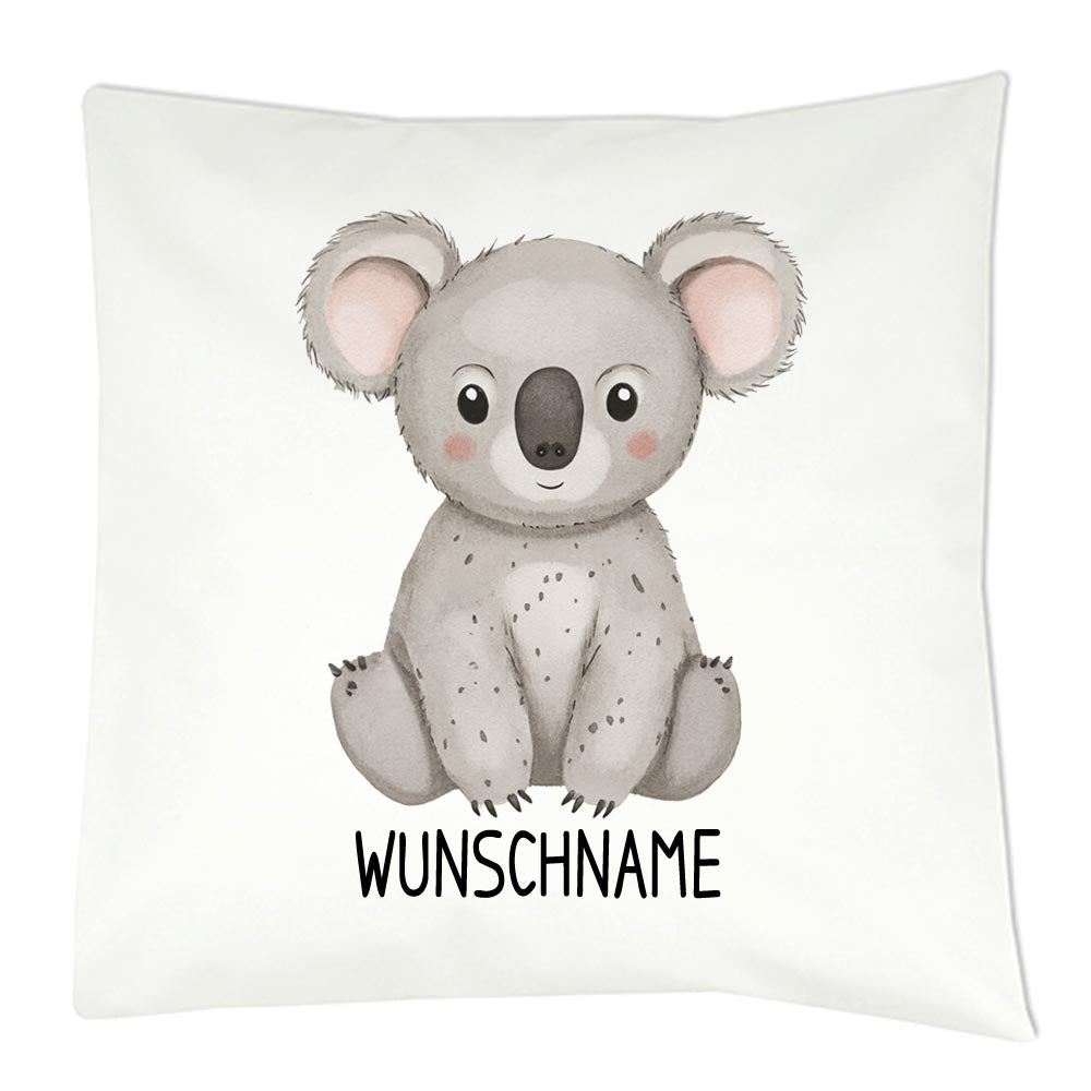 Personalisiertes Kissen mit Dschungeltier-Motiv und Wunschname Bedruckt, Geschenk zur Geburt, Dekokissen Kinderzimmer
