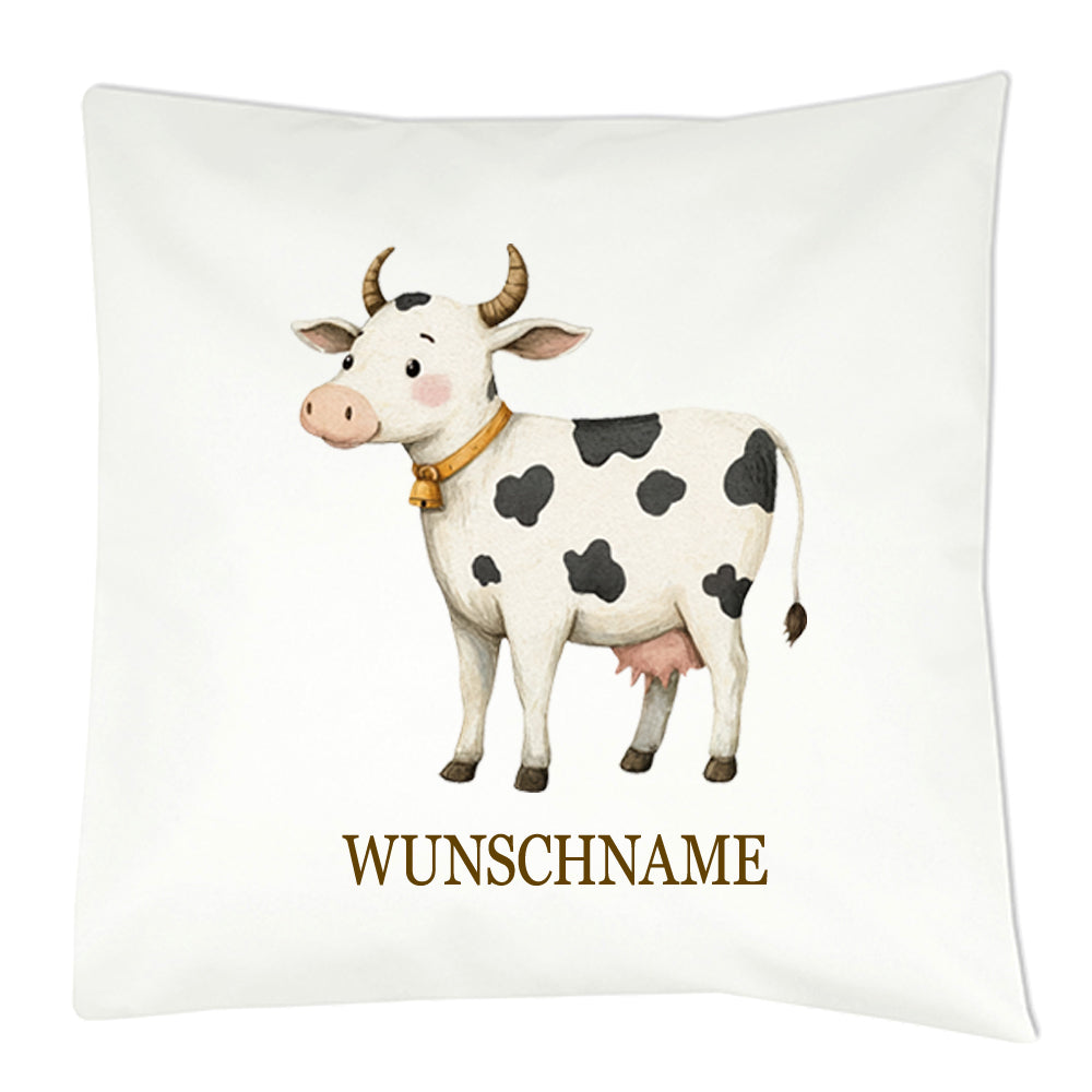 Personalisiertes Kissen mit Bauernhoftier-Motiv und Wunschname Bedruckt, Geschenk zur Geburt, Dekokissen Kinderzimmer