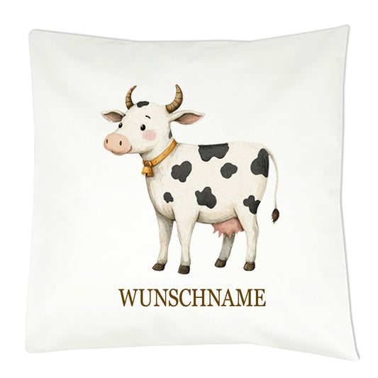Personalisiertes Kissen mit Bauernhoftier-Motiv und Wunschname Bedruckt, Geschenk zur Geburt, Dekokissen Kinderzimmer