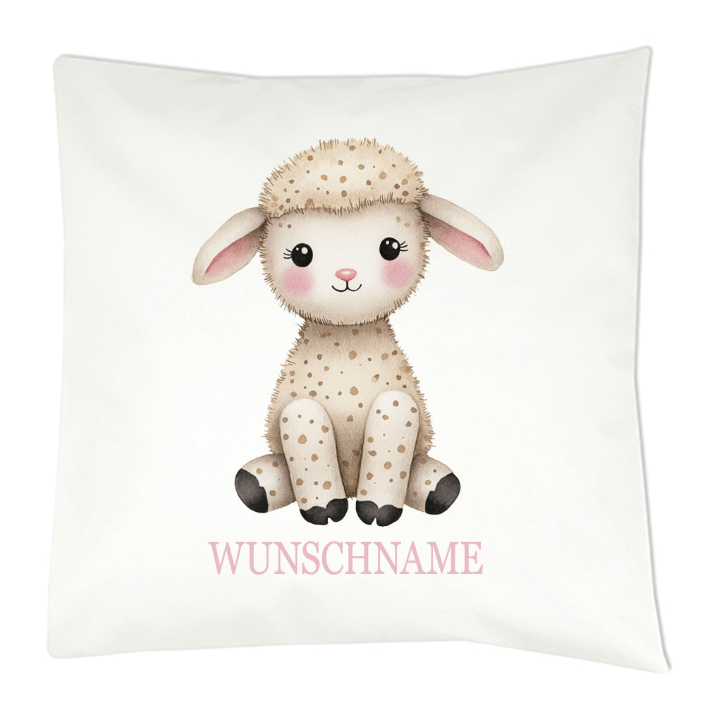 Personalisiertes Kissen mit Bauernhoftier-Motiv und Wunschname Bedruckt, Geschenk zur Geburt, Dekokissen Kinderzimmer