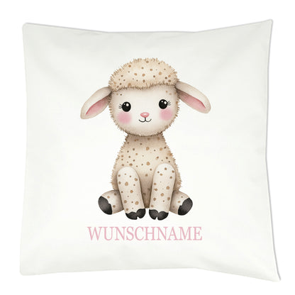 Personalisiertes Kissen mit Bauernhoftier-Motiv und Wunschname Bedruckt, Geschenk zur Geburt, Dekokissen Kinderzimmer