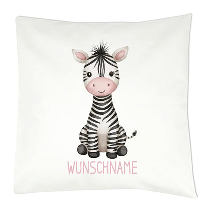 Personalisiertes Kissen mit Dschungeltier-Motiv und Wunschname Bedruckt, Geschenk zur Geburt, Dekokissen Kinderzimmer