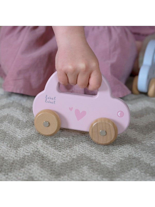 Spielzeug Auto aus Holz rosa personalisiert mit Name Baby Geschenk mit Gravur