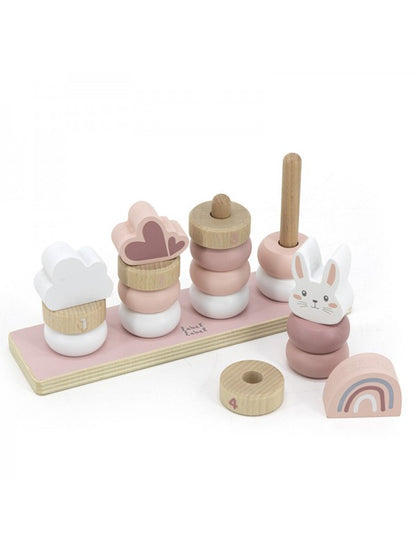 Stapelringe aus Holz rosa personalisiert mit Name und Geburtsdaten Baby Geschenk mit Gravur