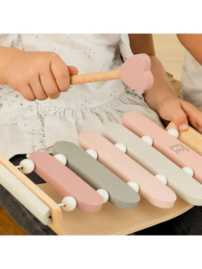 Xylophone aus Holz personalisiert mit Name und Geburtsdaten Geschenk zur Geburt Rosa