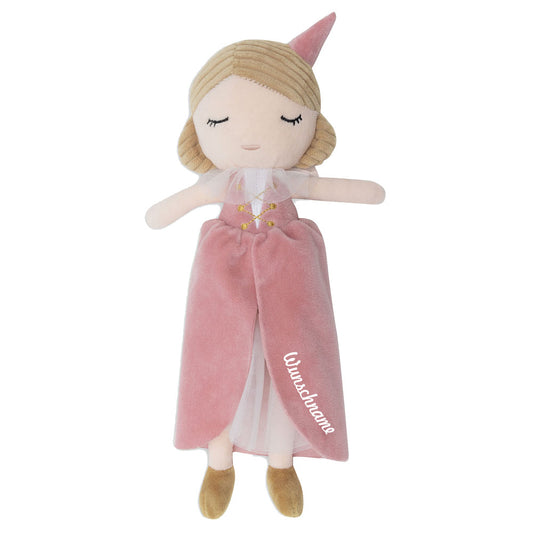 Stoffpuppe Prinzessin mit Name personalisierbar weiche Kuschelpuppe zum Spielen mit aufgesticktem Gesicht Kleid