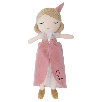 Stoffpuppe Prinzessin mit Name personalisierbar weiche Kuschelpuppe zum Spielen mit aufgesticktem Gesicht Kleid