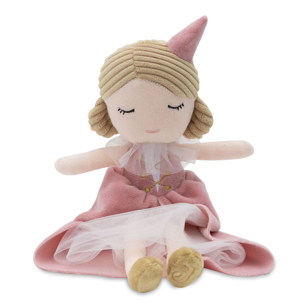 Stoffpuppe Prinzessin mit Name personalisierbar weiche Kuschelpuppe zum Spielen mit aufgesticktem Gesicht Kleid