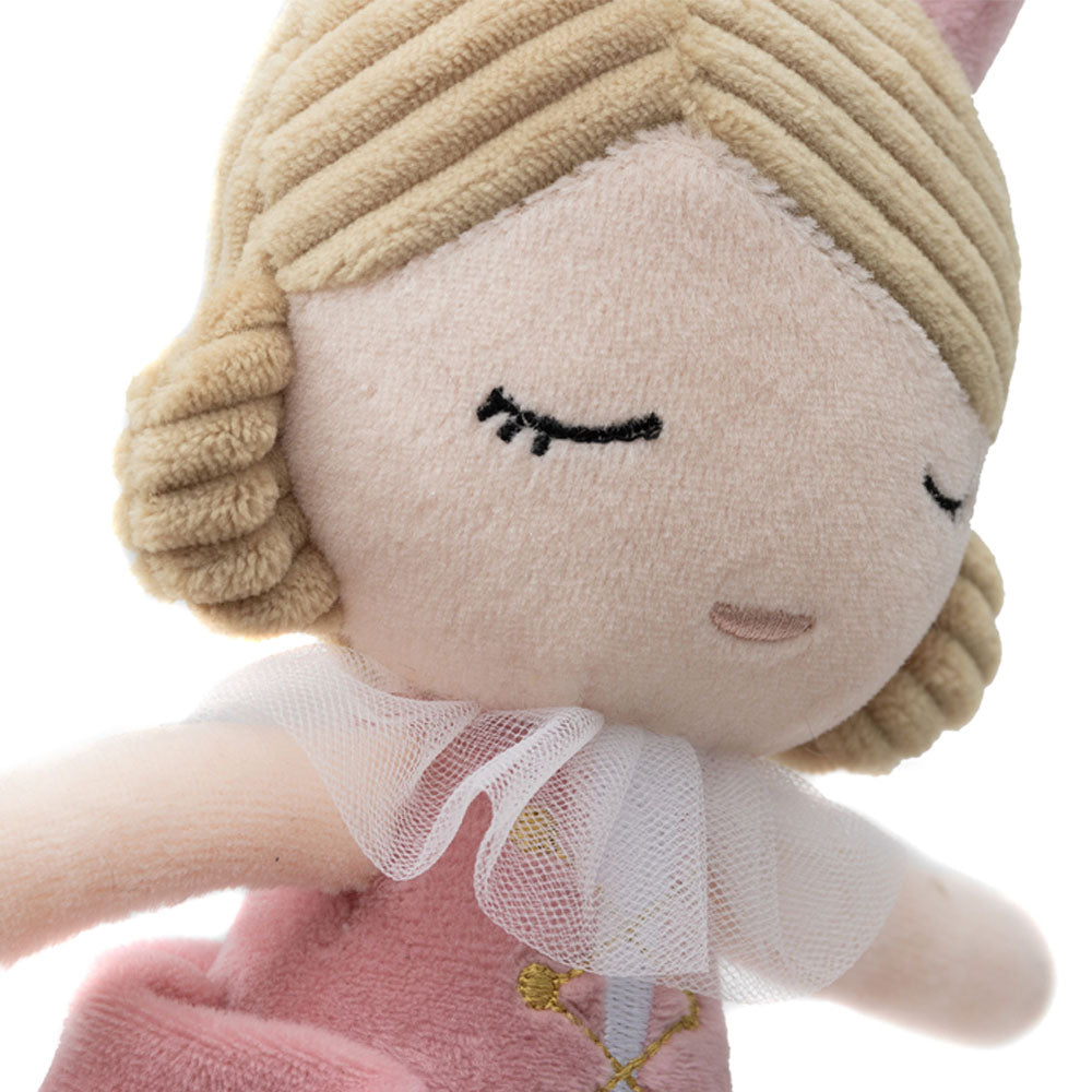 Stoffpuppe Prinzessin mit Name personalisierbar weiche Kuschelpuppe zum Spielen mit aufgesticktem Gesicht Kleid