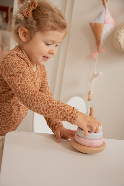 Holz Stapelturm rosa personalisiert mit Name und Geburtsdaten Baby Geschenk mit Gravur Geschenk zur Geburt oder Taufe