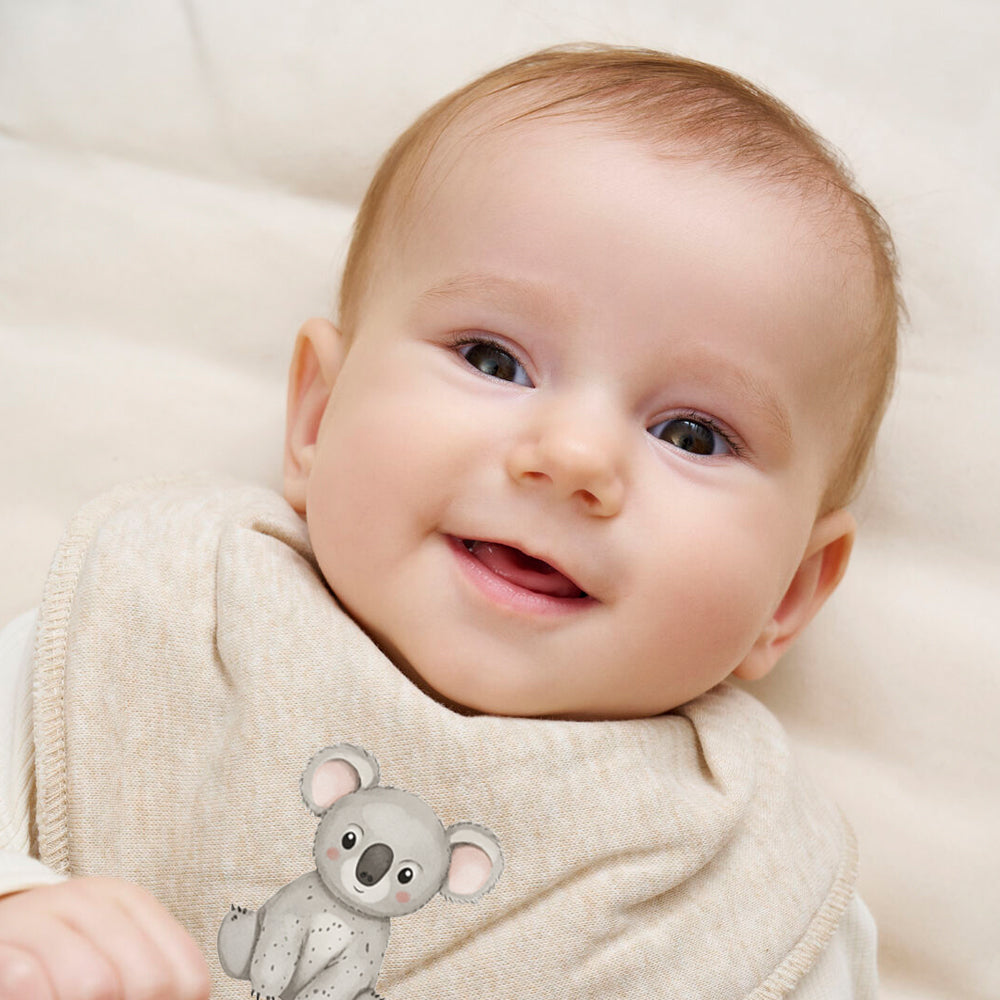 Personalisiertes HALSTUCH für Baby oder Kind aus Baumwolle in Einheitsgröße mit Motiv Dschungeltiere und Wunschname bedruckt