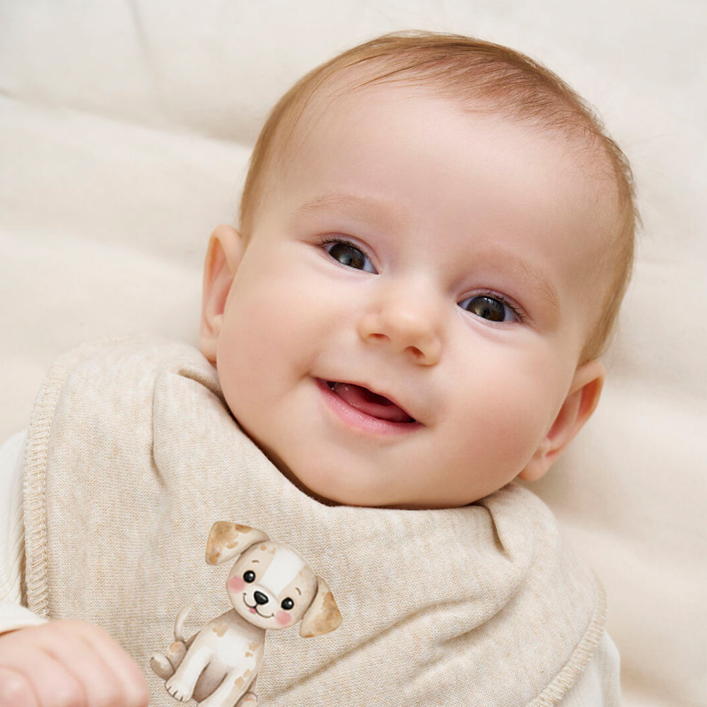 Personalisiertes HALSTUCH für Baby oder Kind aus Baumwolle in Einheitsgröße mit Motiv Bauernhoftiere und Wunschname bedruckt