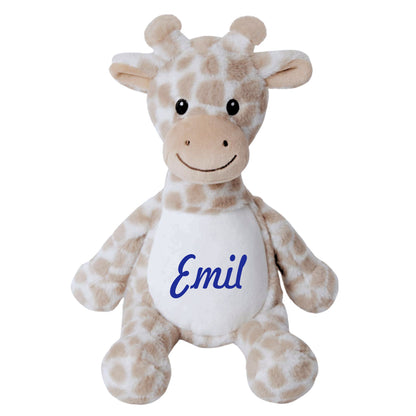 Kleines Stofftier PERSONALISIERT Giraffe mit Name bedruckt Kuscheltier Plüschtier 25cm hellbraun