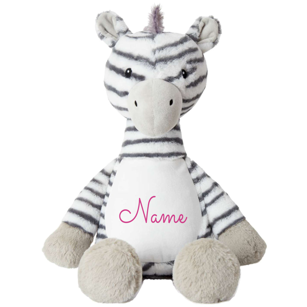 Kleines Stofftier PERSONALISIERT Zebra mit Name bedruckt Kuscheltier Plüschtier 25cm