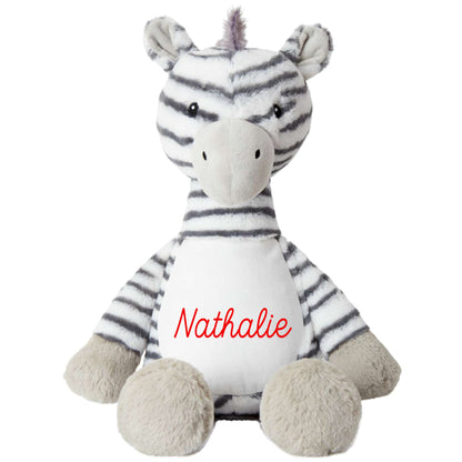 Kleines Stofftier PERSONALISIERT Zebra mit Name bedruckt Kuscheltier Plüschtier 25cm