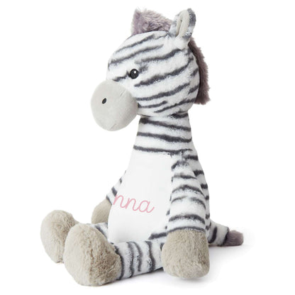 Kleines Stofftier PERSONALISIERT Zebra mit Name bedruckt Kuscheltier Plüschtier 25cm