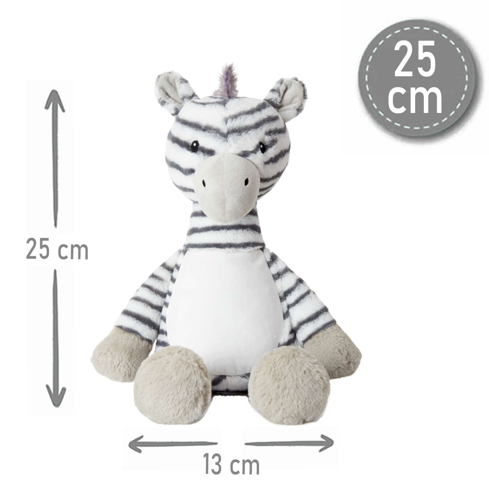 Kleines Stofftier PERSONALISIERT Zebra mit Name bedruckt Kuscheltier Plüschtier 25cm