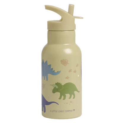 Personalisierte Edelstahl Trinkflasche für Kinder mit Namen graviert ultraleicht Trinkstrohhalm für Kinder ab 4 Jahren Dino