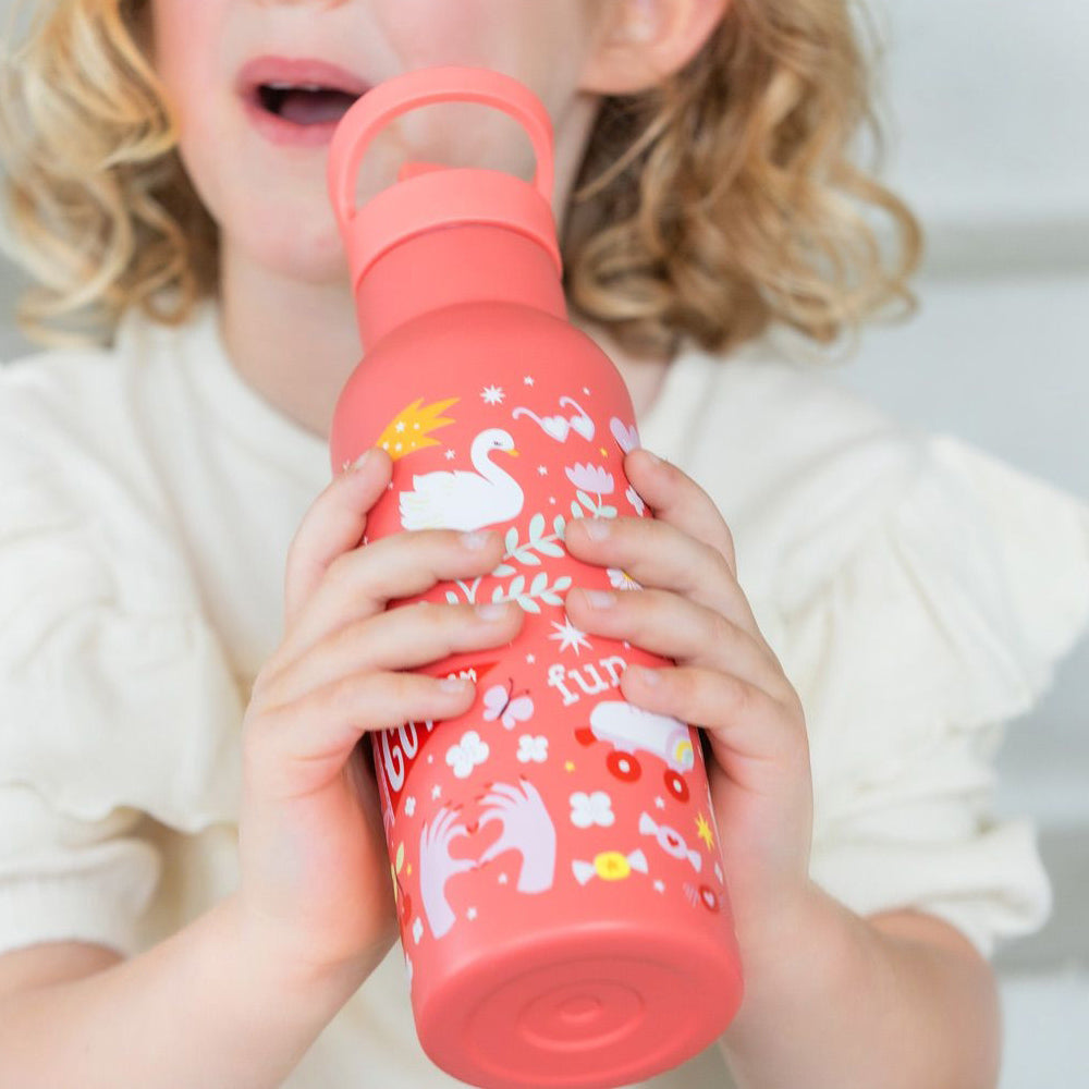 Personalisierte Edelstahl Trinkflasche für Kinder mit Namen graviert ultraleicht Trinkstrohhalm für Kinder ab 4 Jahren Fun