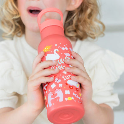 Personalisierte Edelstahl Trinkflasche für Kinder mit Namen graviert ultraleicht Trinkstrohhalm für Kinder ab 4 Jahren Fun
