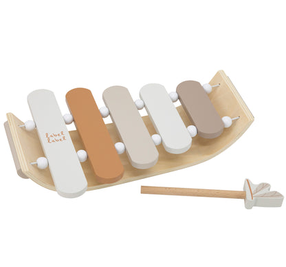 Xylophone aus Holz personalisiert mit Name und Geburtsdaten Geschenk zur Geburt Beige